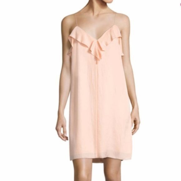 RAG & BONE peach textured silk Orchard slip dress with ruffle trim - size 2 - Picture 7 of 7